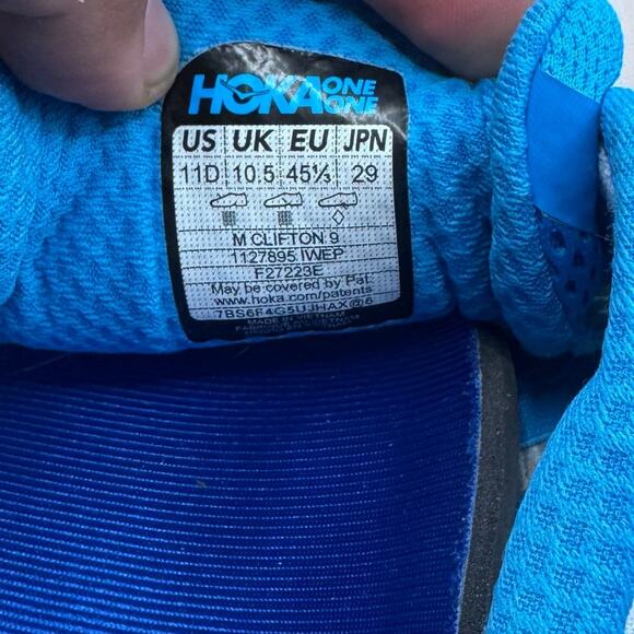 HOKA Clifton 9 Men’s 11D Running Shoes Light Blue/Blue Max Cushion - Picture 8 of 8